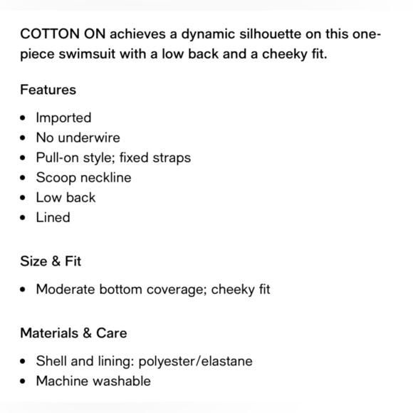 NWT Cotton On Body Swimsuit size medium - Picture 6 of 8